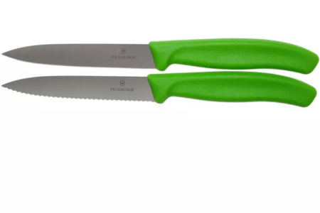 Victorinox SwissClassic gekarteld/glad groentemesjes groen 10 cm, set van 2