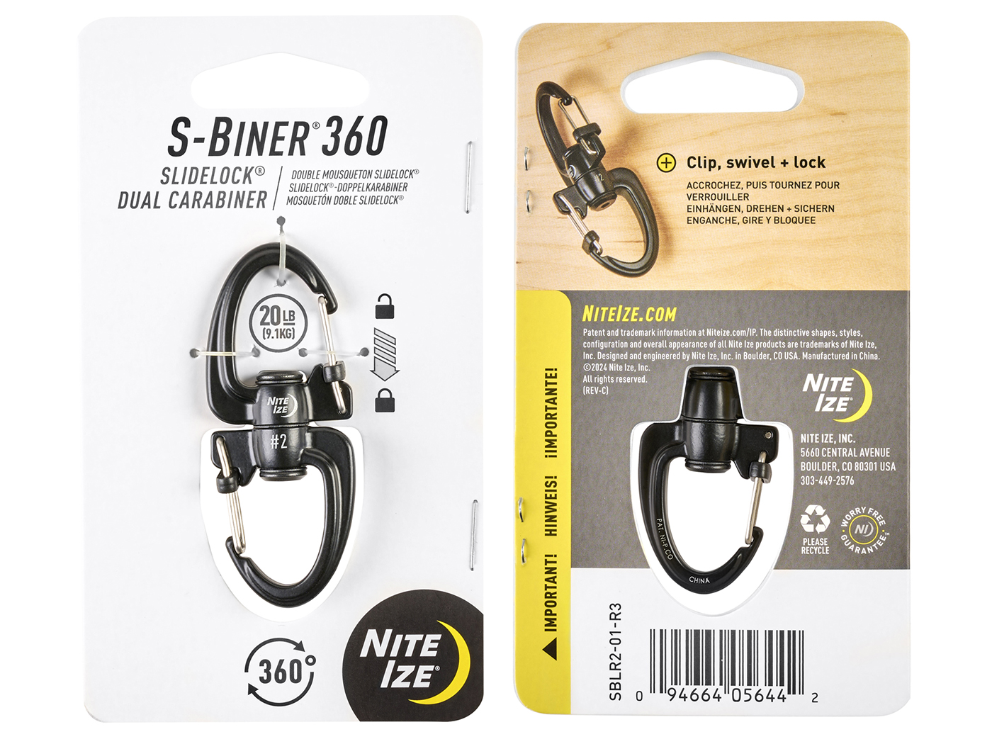 Nite Ize S-Biner 360 Karabijnhaak #2, Zwart 2 Nite Ize S-Biner 360 Karabijnhaak #2, Zwart - Afbeelding 2