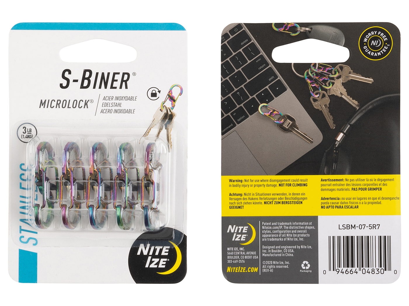 Nite Ize S-Biner Karabijnhaak MicroLock 5-Pack, Spectrum 2 Nite Ize S-Biner Karabijnhaak MicroLock 5-Pack, Spectrum - Afbeelding 2